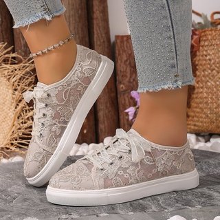 Sapatos de bico redondo com cadarço, bolsa plana, tecido de boca profunda de borracha 337.00