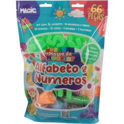 Massinha de Modelar com Moldes do Alfabeto, Números e Sinais | 66 Peças | 600g