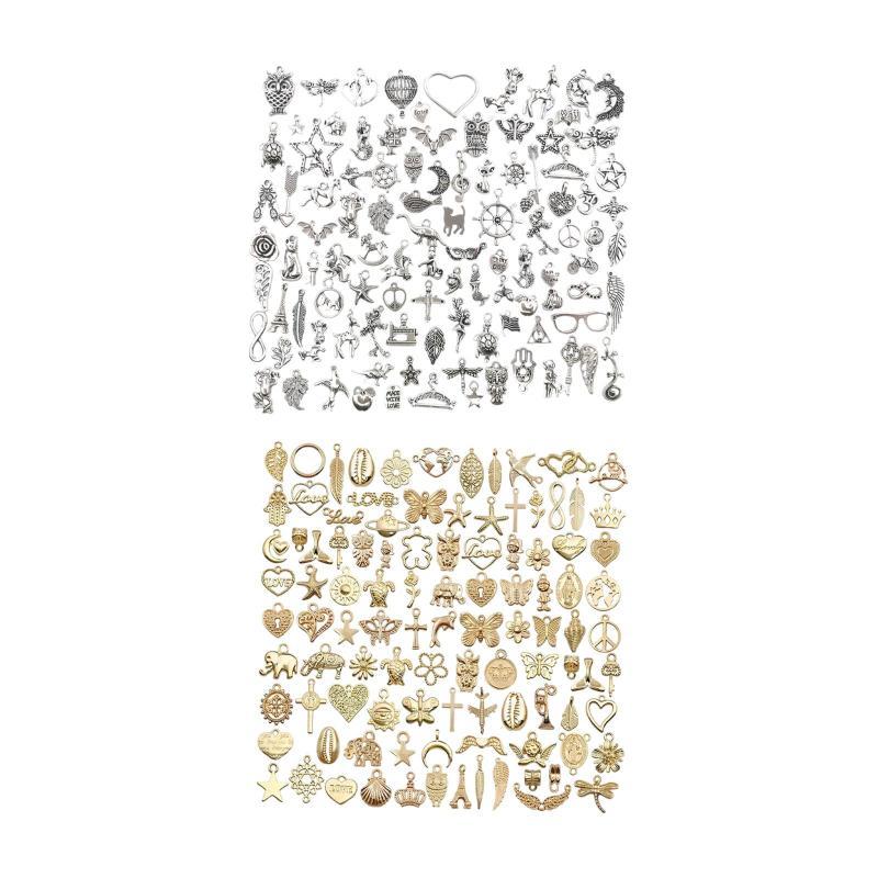[Fineblue] 200 Peças Pingentes Em Massa Faça Você Mesmo Enfeites De Metal Amuletos De Liga Multiuso Acessórios Para Faze