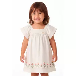 Vestido Infantil Menina Mangas Amplas Colorittá Bege