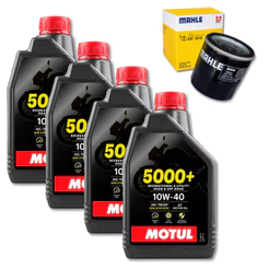 KIT TROCA ÓLEO Z750 Z800 Z900 Ninja 1000 Tiger Triumph 800 1020 4x MOTUL 10W-40 4T 1L semissintético + 1 FILTRO MAHLE