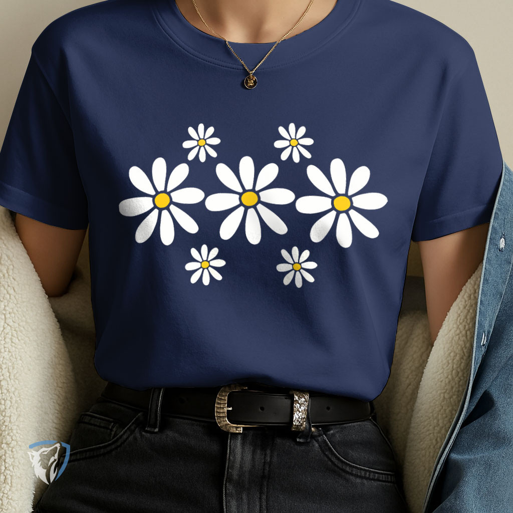 [Camiseta Premium em Algodão Puro]MIA T-Shirt Feminina Estampada Margaridas Confortável Para Look Casual e Estiloso