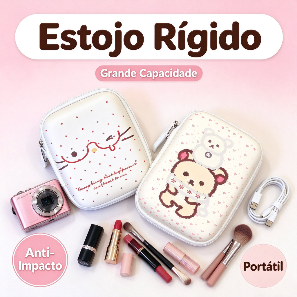Estojo Multifuncional para Câmera CCD, Mouse, Maquiagem, Fones e Eletrônicos, EVA Antichoque Impermeável, Várias Cores