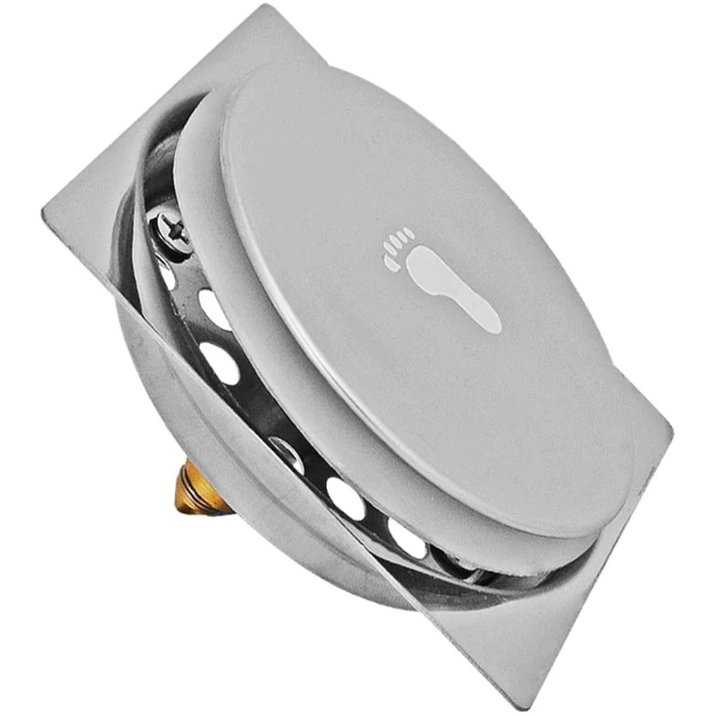 Ralo Inteligente Click 10x10 cm Quadrado Inox Cromado - Veda Cheiro Banheiro Casa Cozinha