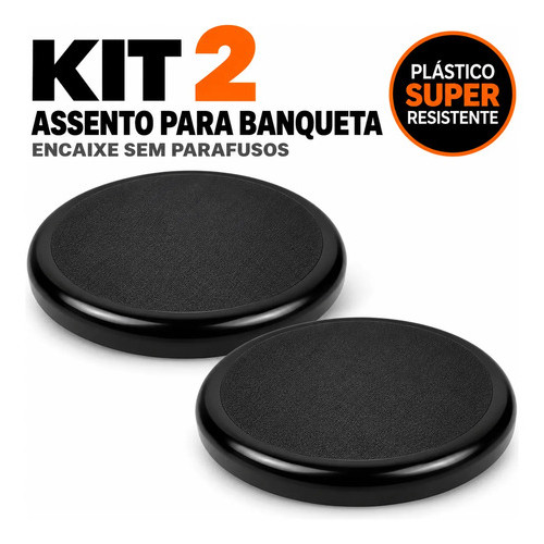 Kit 2 Assento Banqueta Aro 30cm Bar Reposição Plástico