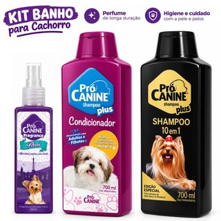 Kit Banho Pet Shampoo Condicionador Perfume PróCanine Cães Higiene Completa