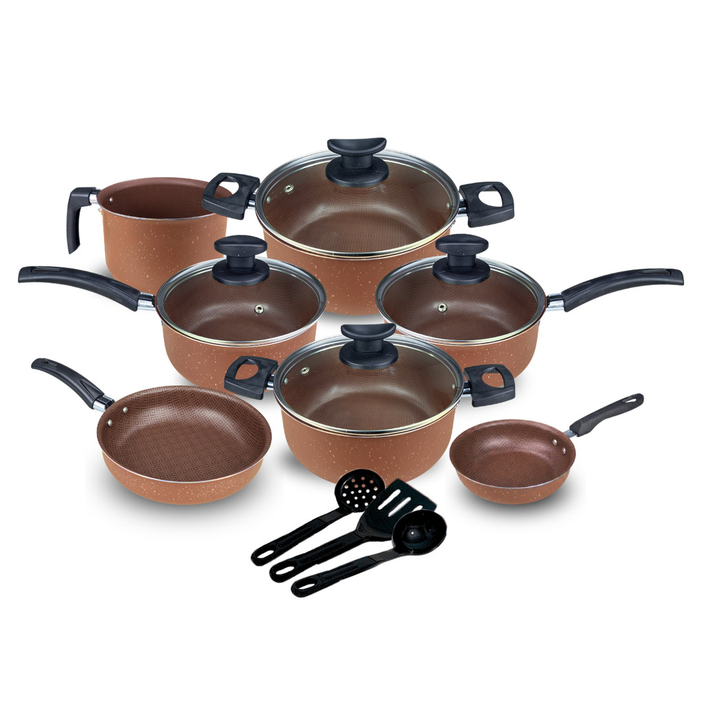 Conjunto Jogo de Panelas Teflon Viena 10 Pçs Antiaderente Tampa de Vidro