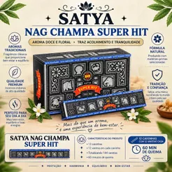 Incenso Super Hit Satya | 12 Caixas 144 Varetas | Defumação e Aromatização | Longa Duração