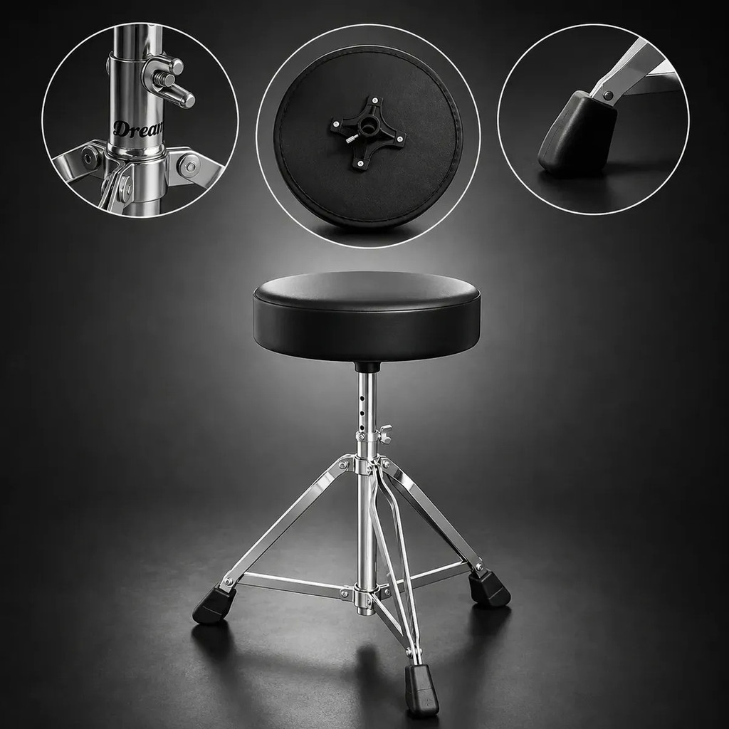 Banco Dreamer SG3BT para Bateria com Altura Ajustável e Giro 360º - Conforto, Estabilidade - Banco Para Bateria