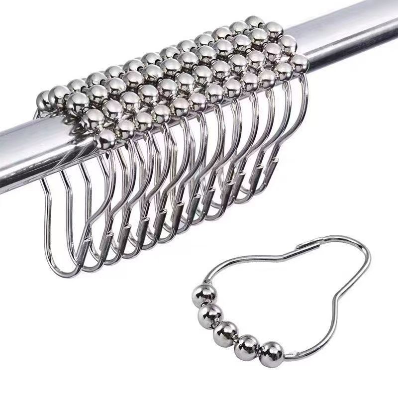 Bola de Metal gancho cortina de chuveiro anel cortina porta cortina acessórios cortina de chuveiro haste pendurado anel 