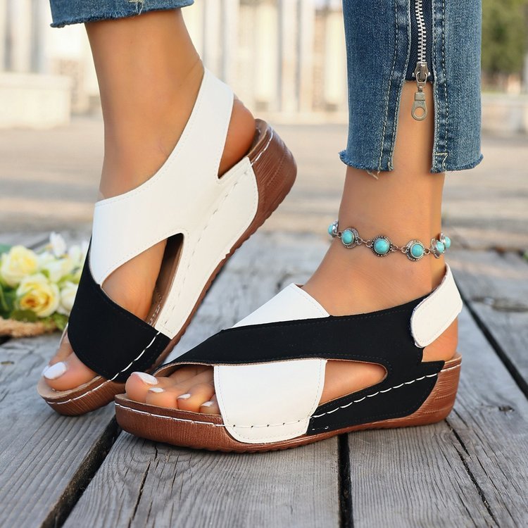 Comércio exterior tamanho grande 36-43 sola grossa antiderrapante Casual respirável leve sandálias de Velcro feminino ci