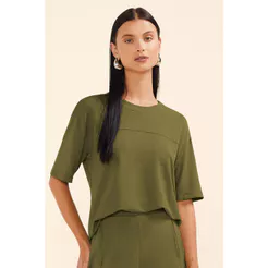 Blusa Feminina Recorte Horizontal Marialícia Verde