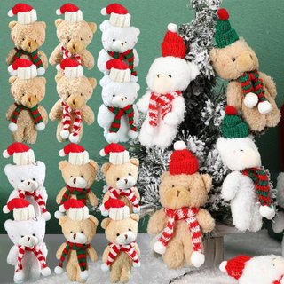 2-10 Pçs Urso Bonito Boneca De Pelúcia Animal Cachecol Macio Brinquedo Árvore De Natal Bolo Decoração Para Casa DIY Buqu