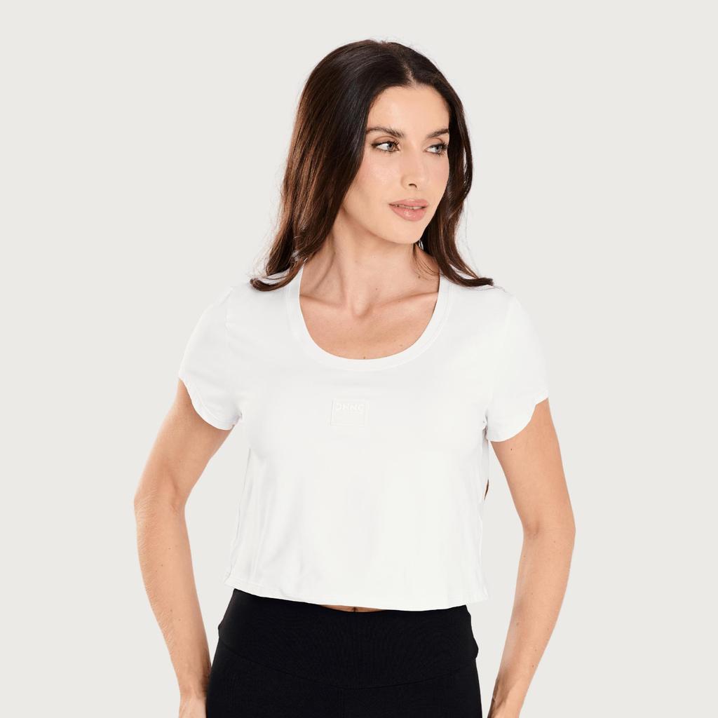 Blusa Transpassada Nas Costas Branco Microfibra