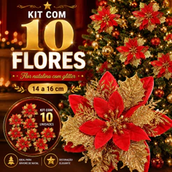10/5pcs 14cm Glitter Flores De Natal Artificiais X Ornamentos Feliz Decorações Para O Ano Novo Em Casa-SS