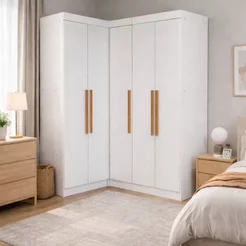 Guarda-Roupa Modulado de Canto 5 Portas Paris Branco Branco