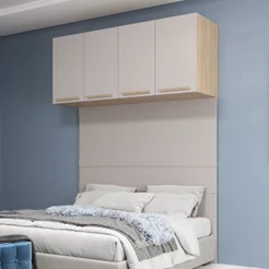 Módulo Ponte Aéreo 150cm MDP San Diego Bege/Aveiro Oak/Cinza Urbano Aveiro Oak/Cinza Urbano