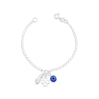 Pulseira Infantil Patuá Olho Grego Azul Escuro, Figa e Trevo Prata 925 em Oferta na Shopee