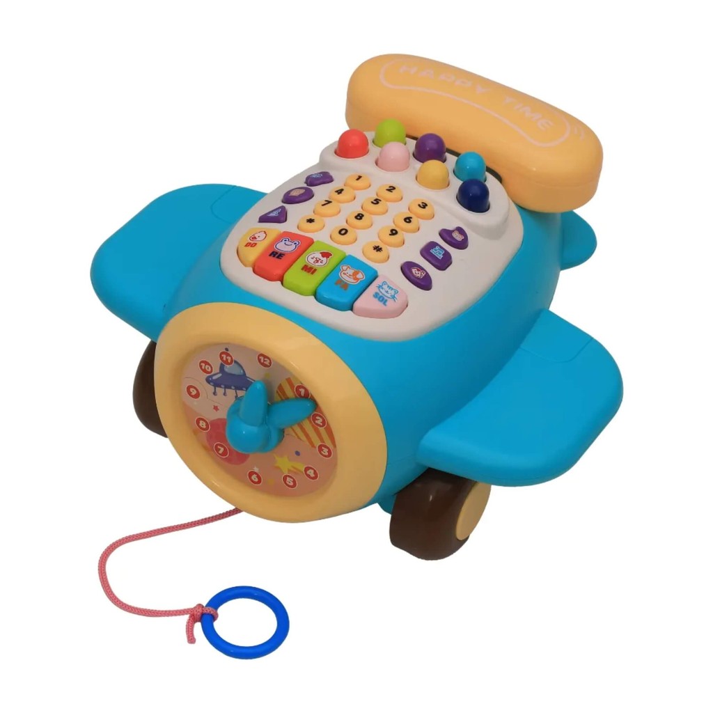 Brinquedo Infantil Avião Musical com Som Piano Teclado Relógio Luz Zippy Toys Educativo Criança Bebê