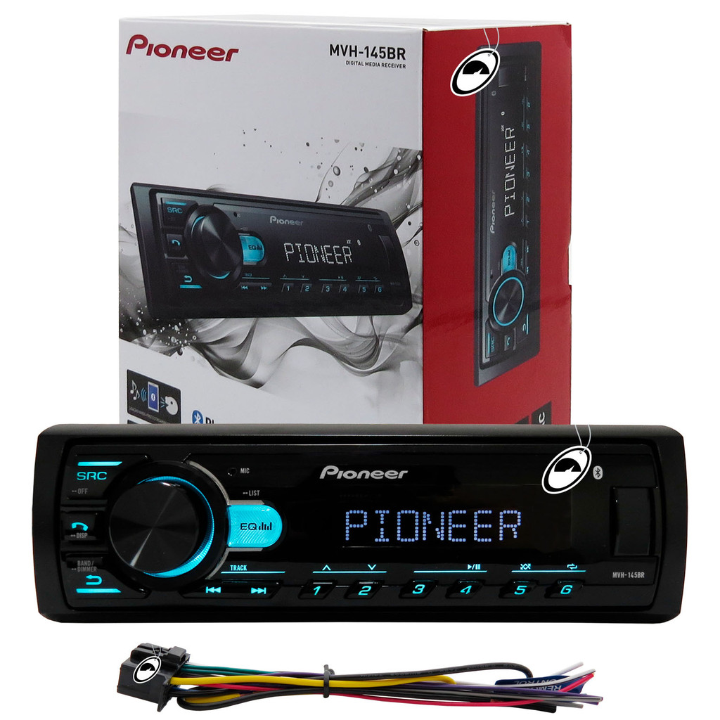 Rádio Pioneer MVH-145BR Som Automotivo USB Bluetooth 4 Canais