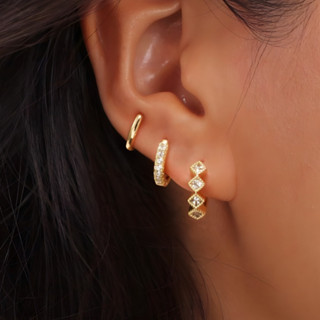 3 pares de brincos de prata 925 de luxo para mulheres, brincos de três argolas da moda com zircônia em Oferta na Shopee