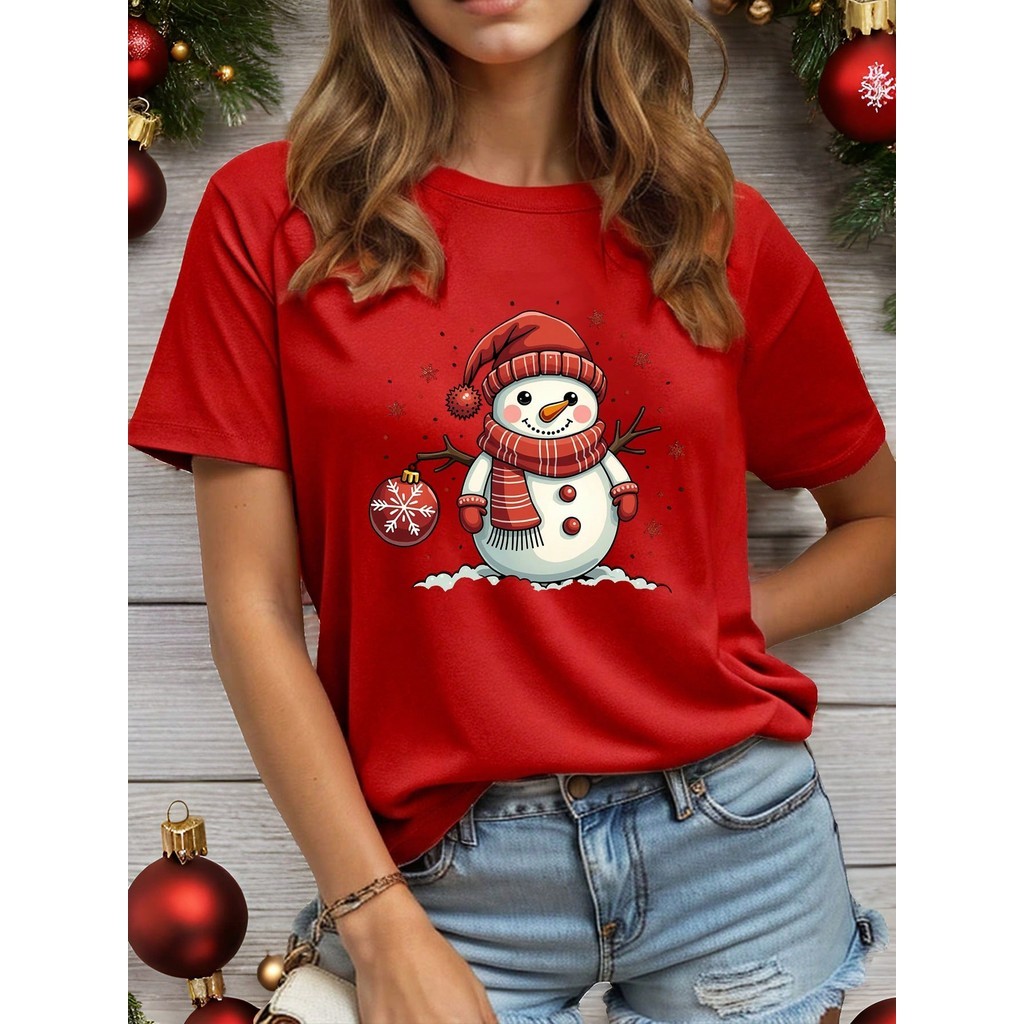 Camiseta 100% Algodão Premium Festa Natal Boneco de Neve Camisa Lançamento 2025 Envio Imediato