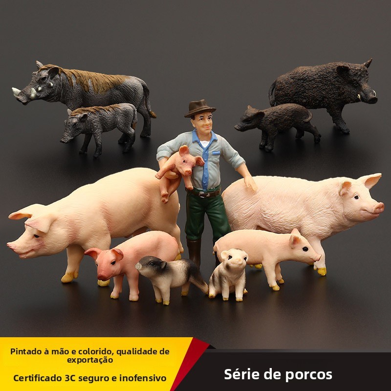 Kit de Modelos Estáticos de Porco Realistas em PVC, Brinquedo Educativo Infantil para Decoração e Coleção