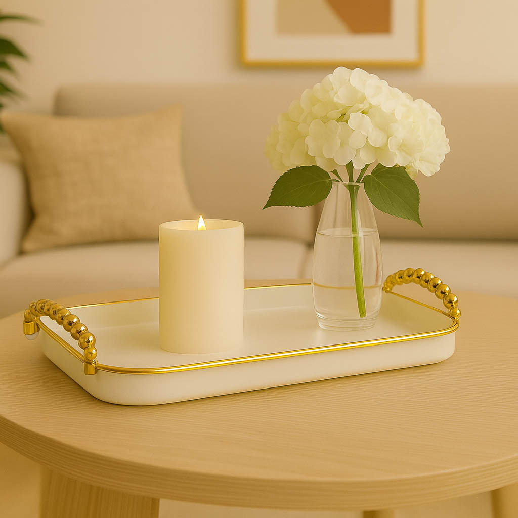 Bandeja Retangular Multiuso Decorativa Luxo com Alças Detalhadas em Oferta na Shopee