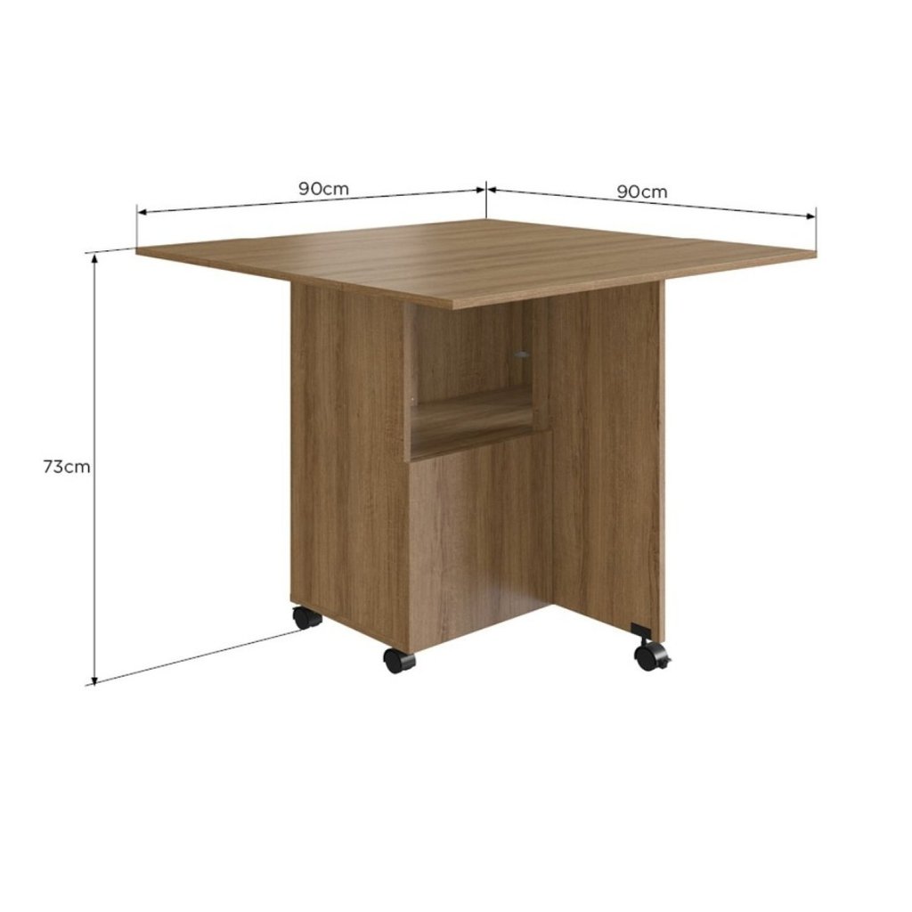 Detalhes do Mesa 90x90cm Tampo MDP Dobrável Mel