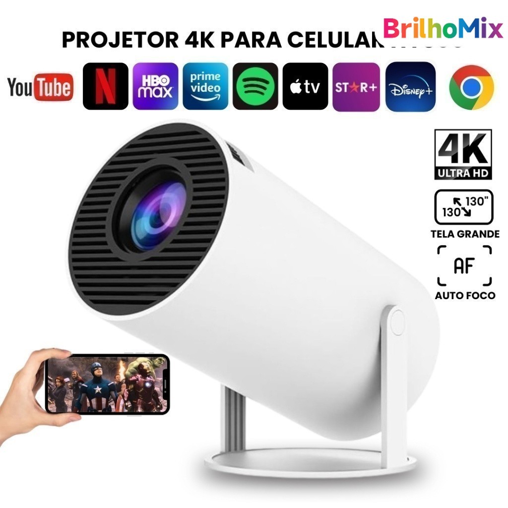 Projetor 4K HD 150 Polegada Celular , Tv B0x , Xbox , PS , Pc , Wifi HY300 Pro Magcubic Sports Shipping