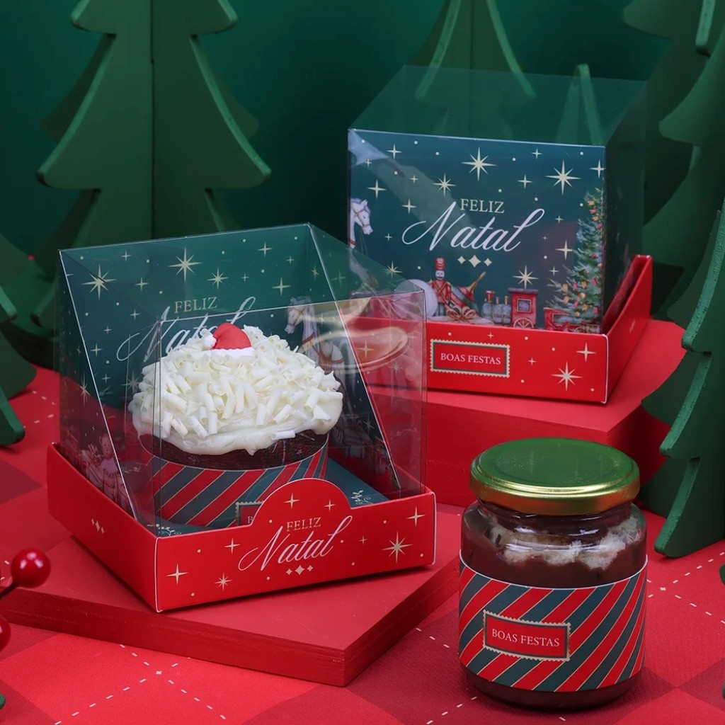 20 CAIXA PARA MINI PANETONE COM TAMPA DE ACETATO TRADIÇÃO 5106 ( JANGO NATAL 2025 )