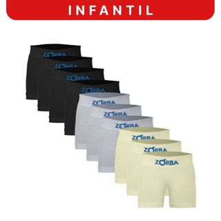 Kit 10 Cuecas Zorba Infantil Boxer Algodão Sem Costura 678 em Oferta na Shopee