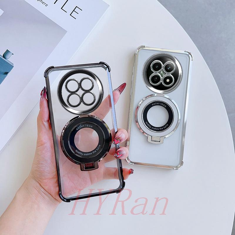 Capinha Realme 12X 5G/Realme12 5G Quatro Cantos airbag anti Queda De Telefone Transparente Com Suporte CDSJ