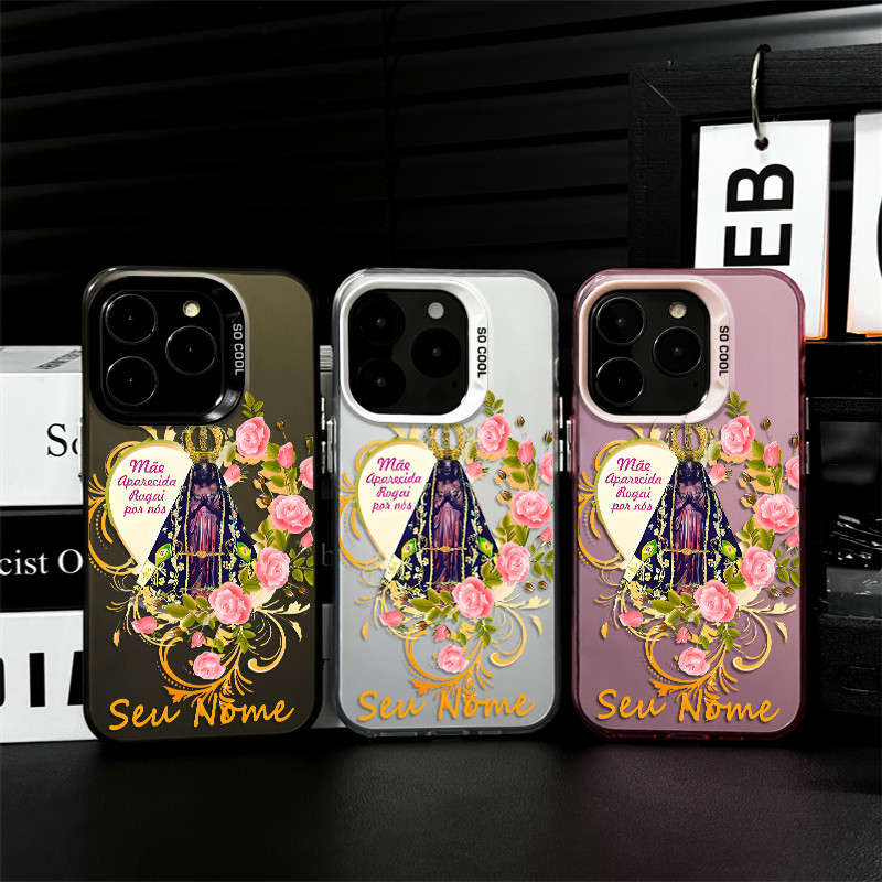 Capinha capa de Com nome personalizado Jesus Nossa Senhora Aparecida para Samsung A55 A54 A52 A52S A35 4G 5G Capa 173