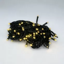 Cordão de LED Pisca Pisca Branco Quente com Fio Verde 100 Leds de 8 Funções - 5m - 1 unidade - Rizzo