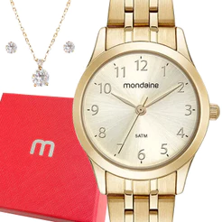 Relógio Mondaine Feminino Dourado Analógico Original Top