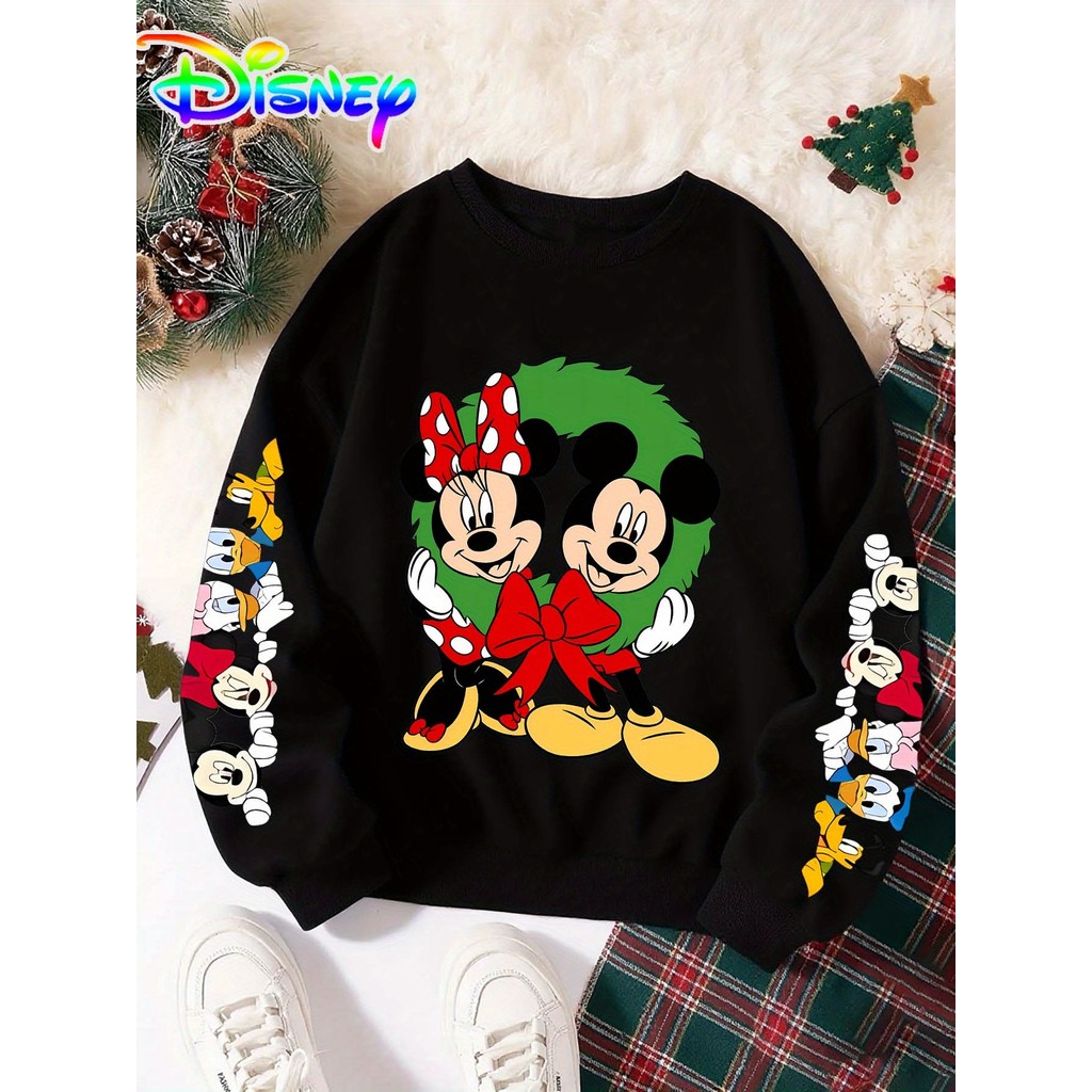 Moletom Feminino Natalino Mickey e Minnie Disney Forrado Fleece Manga Longa Estilo YCasual
