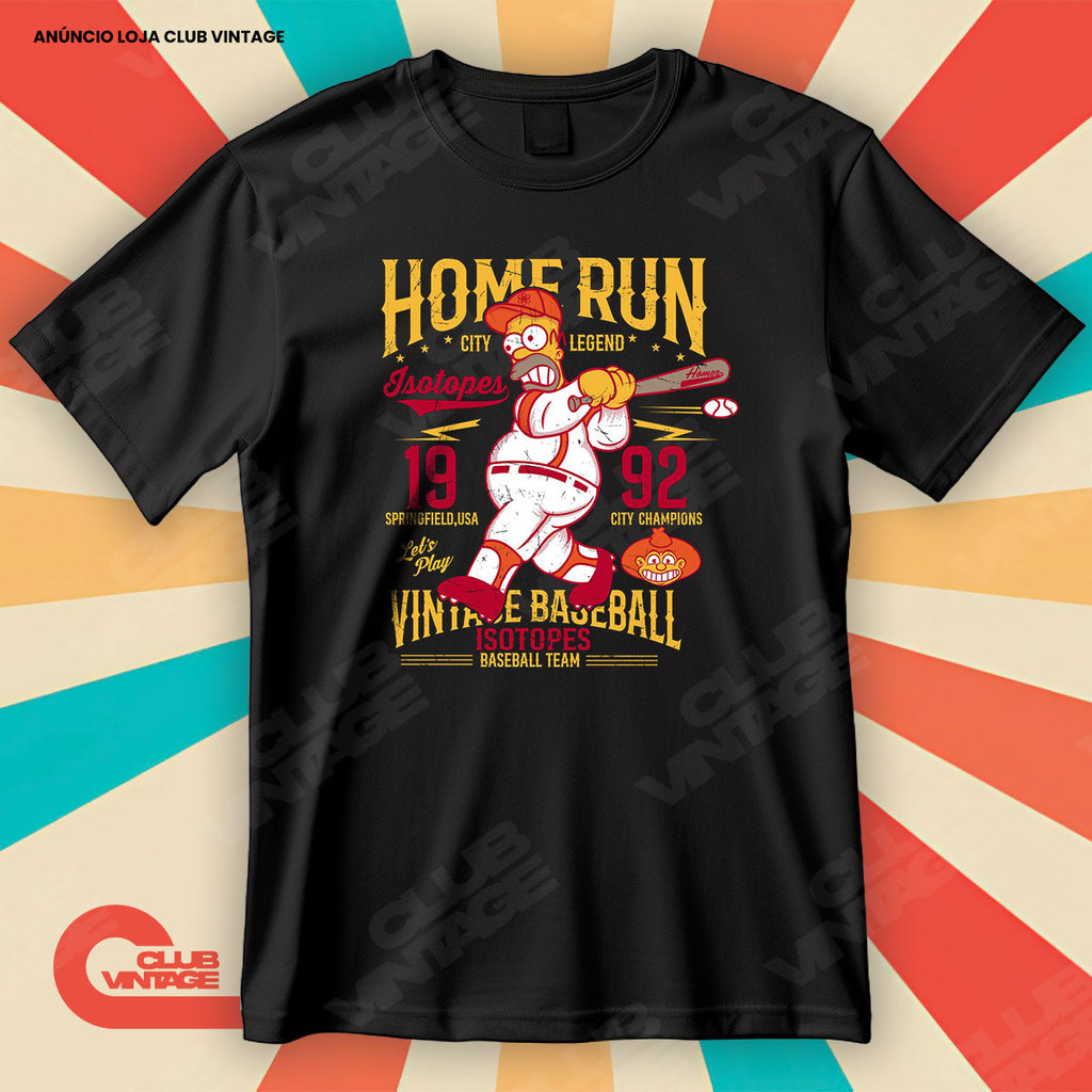 Camiseta Homer Simpson Basebol Camisa Filmes e Séries 100% Algodão