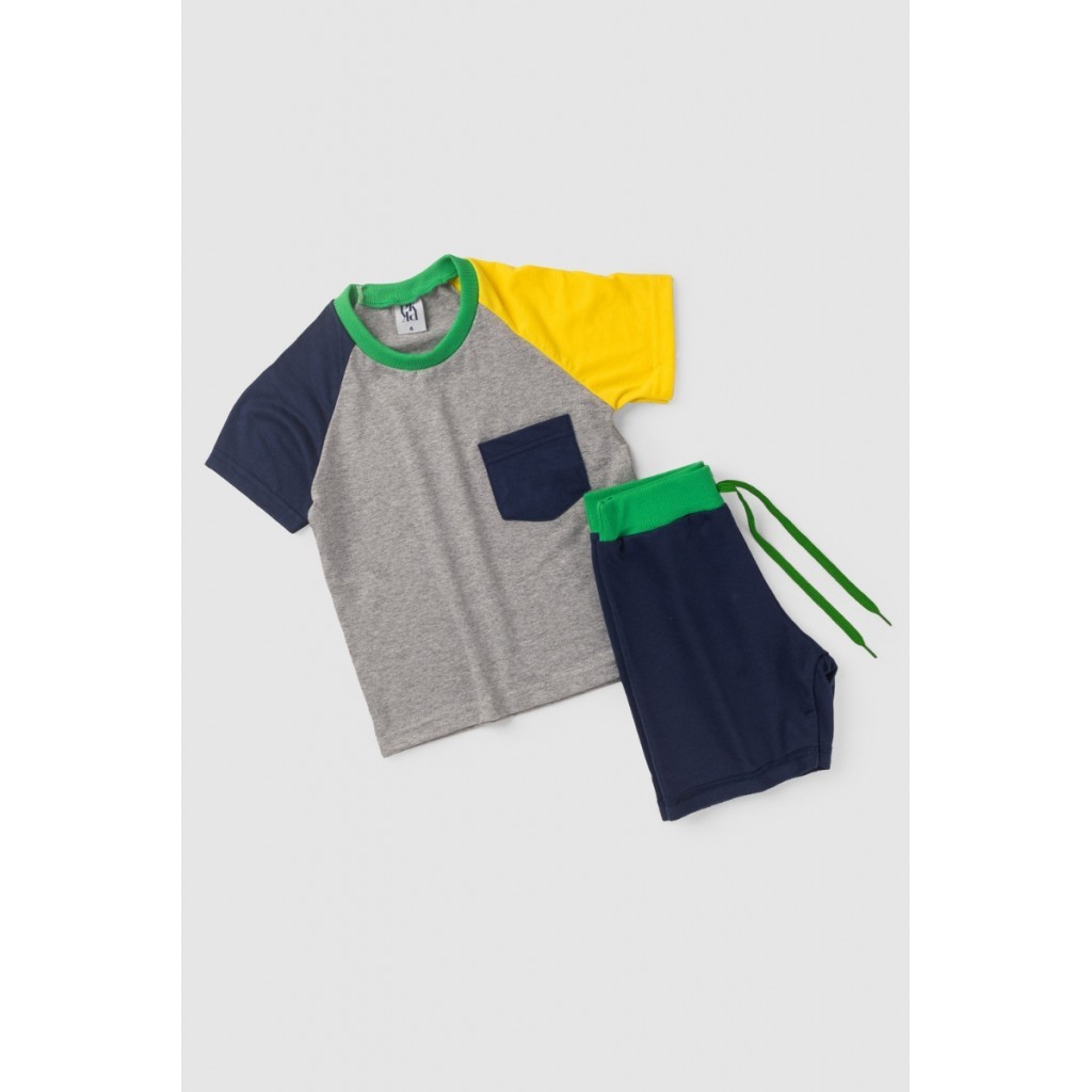 Conjunto Infantil Masculino Bolso Tricolor em Oferta na Shopee