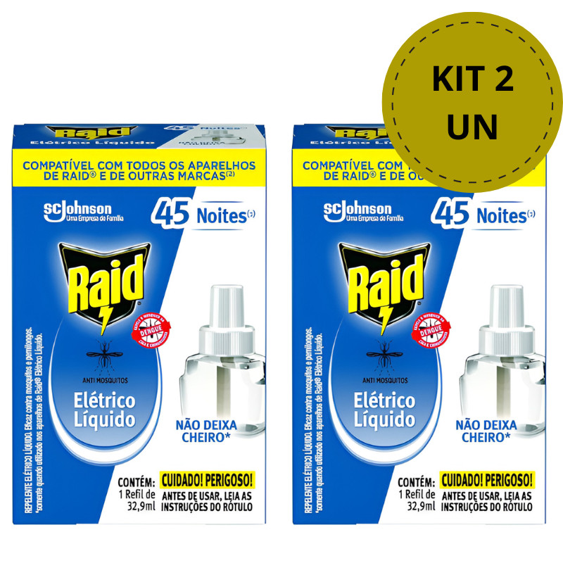 Kit 2 OU 1 Refil Repelente Raid 45 Noites em Oferta na Shopee