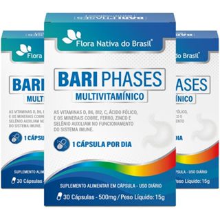KIT 3X Bari Phases Multivitamínico 30 cápsulas - Flora Nativa em Oferta na Shopee