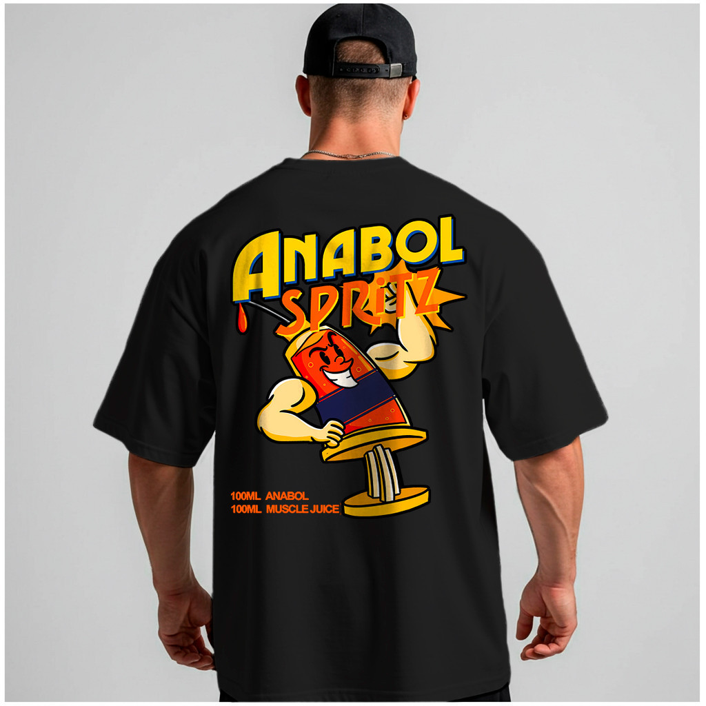 [Camiseta Premium em Algodão Puro]GXG Camiseta Oversized Anabol Spritz Maromba Grande Algodão Streetwear Treino Academia