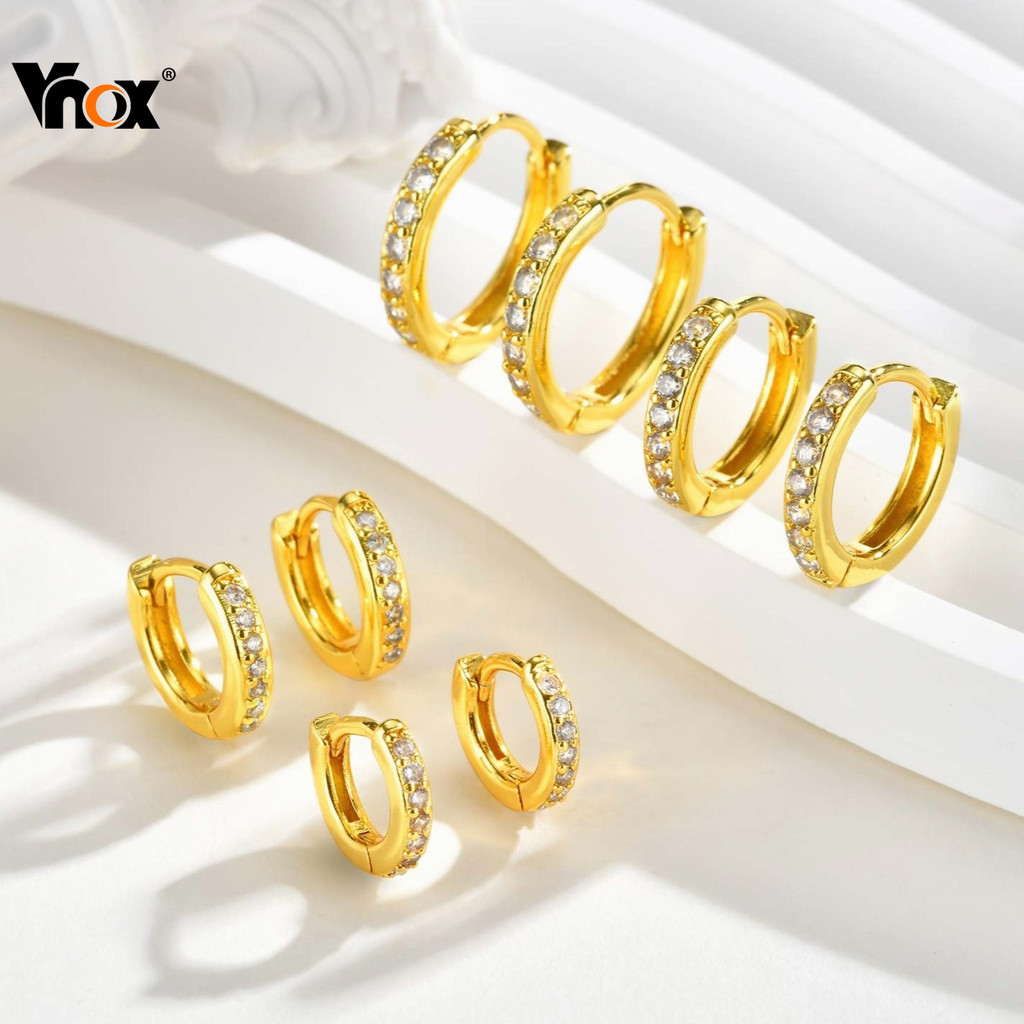 Brincos De Argola Cúbicos De Zircônia Verde Branca Vnox Para Mulheres , Circulares Hipoalergênicos Banhados A Ouro 10/12 em Oferta na Shopee