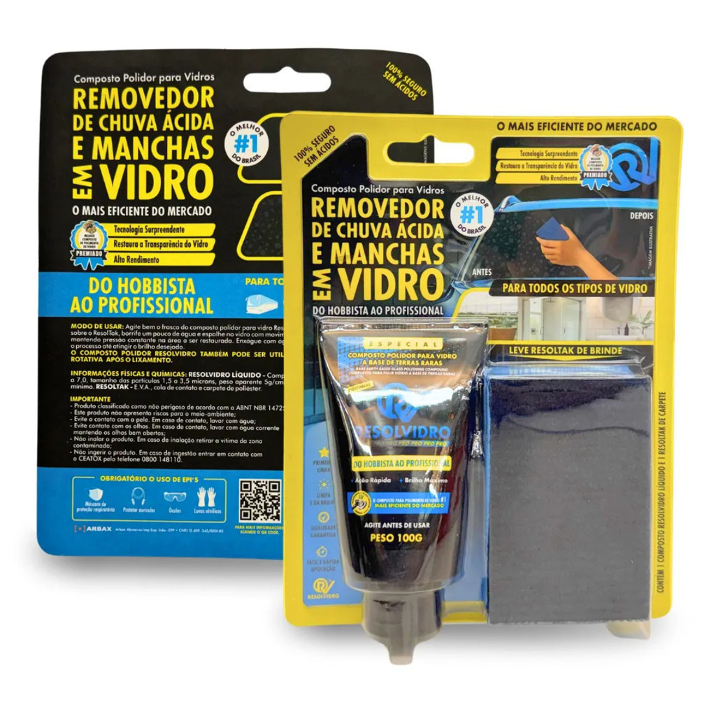 Kit p/ Descontaminação e Polimento de Vidros Resolvidro