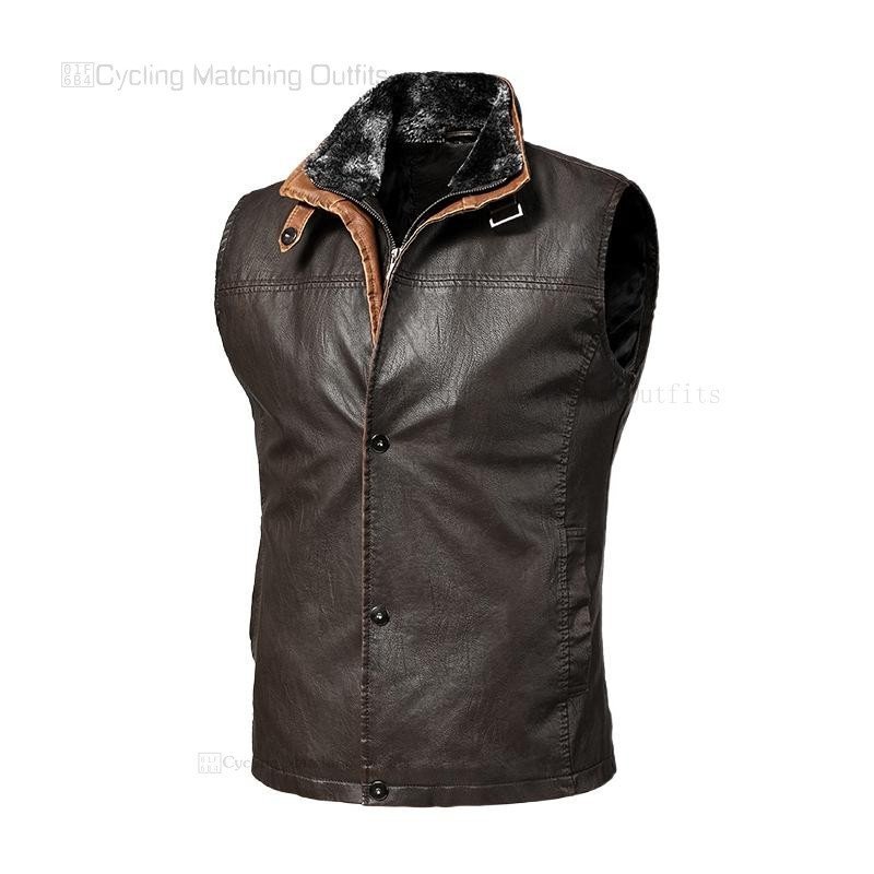 Colete de Couro Masculino Estilo Retrô P8QI