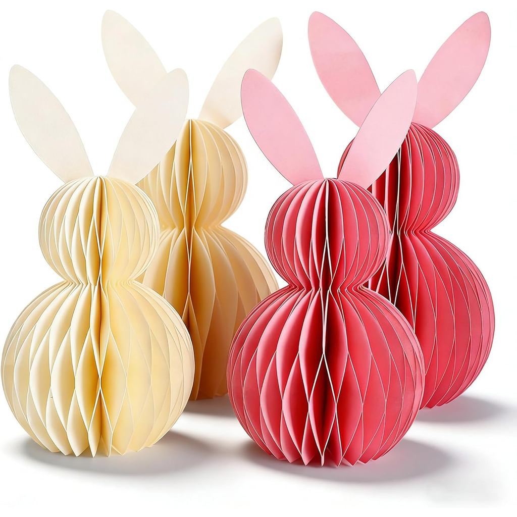 Decorações de Páscoa em Forma de Favo de Mel, Decorações de Páscoa em 3D, Decoração de Mesa de Páscoa, Rosa e Branco, Pa
