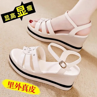 Sapatos de marca sandálias de salto cunha feminino 2026 novo estilo plataforma de sola grossa sapatos romanos luz sola m