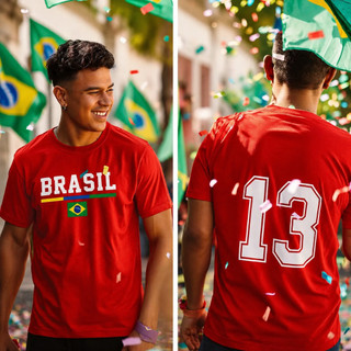 Camisa Brasil 13 Algodao Esquerda Unissex Casual Urbana Estilo Brasileiro Premium Macio Confortavel Envio Imediato