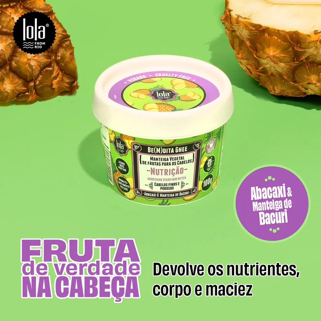 Kit Bemdita Ghee 2 Mascaras 100ml Abacaxi e Banana - Lola Cosmetics — imagem 2 de 2