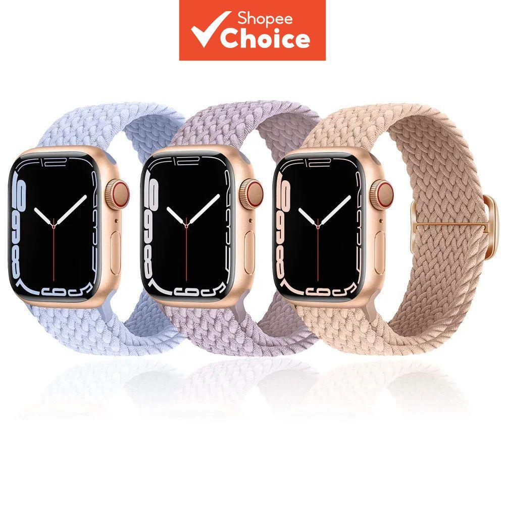  Correia trançada para Apple Watch 45 mm, Ultra 2 49 mm, 44 mm, 40-41 mm, 42-46 mm. Pulseira elástica ajustável, série